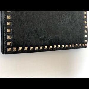 Black Leather Gold Stud Clutch Gold Chain
